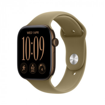 Apple Watch Series 12 GPS 42 mm tummanpronssi alumiinikuori ja oliivinvärinen urheiluranneke - S/M