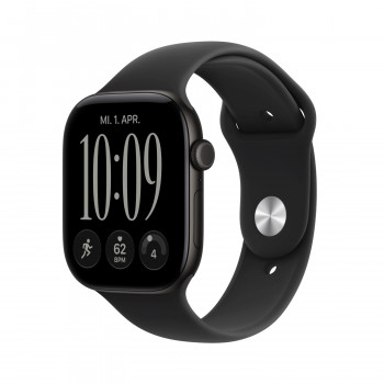 Apple Watch Series 12 GPS + Cellular 46 mm alumiinikuori musta ja urheiluranneke musta – S/M