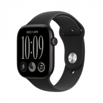 Apple Watch Series 12 GPS 46 mm alumiinikuori musta ja urheiluranneke musta – S/M