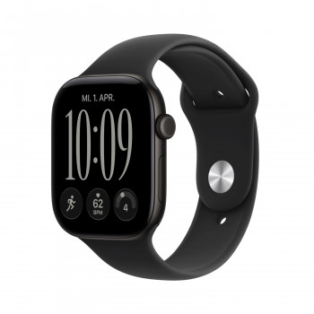 Apple Watch Series 12 GPS 46 mm alumiinikuori musta ja urheiluranneke musta – S/M