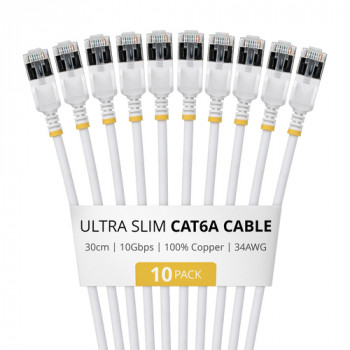 StarTech Slim Cat6a U/FTP -verkkokaapeli RJ45, 0,3 m, 10 kpl:n pakkaus