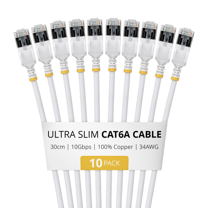 StarTech Slim Cat6a U/FTP -verkkokaapeli RJ45, 0,3 m, 10 kpl:n pakkaus