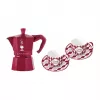 Bialetti Candyland Moka Express 3TZ -käsikahvinkeitinsarja, 150 ml, punainen + 2 kuppia