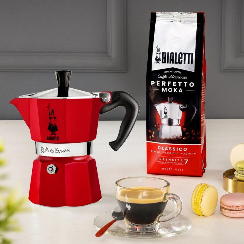 Bialetti Candyland Moka Express 3TZ käsikahvinkeitin, 150 ml, punainen