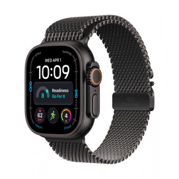 Apple Watch Ultra 4 GPS + Cellular 49 mm musta titaanikuori ja musta titaani-Milanaise-ranneke – L