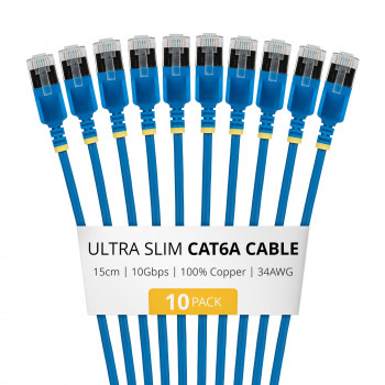 StarTech.com Slim Cat6a U/FTP -verkkokaapeli RJ45, 0,15 m, sininen, 10 kpl:n pakkaus