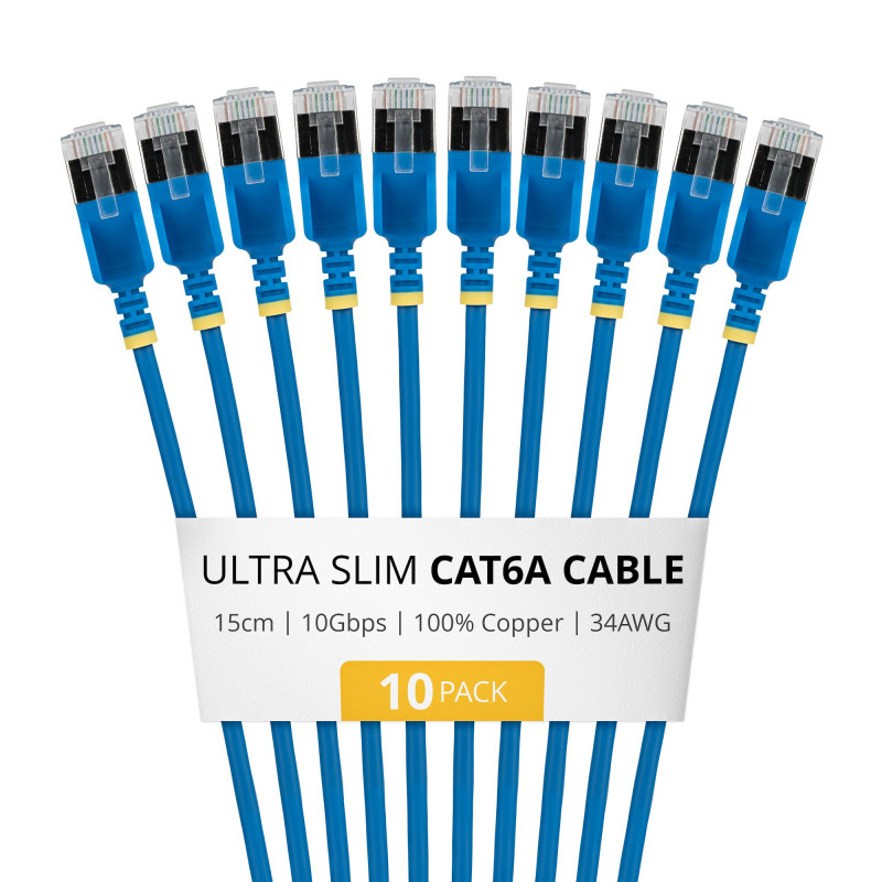 StarTech.com Slim Cat6a U/FTP -verkkokaapeli RJ45, 0,15 m, sininen, 10 kpl:n pakkaus