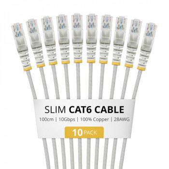 StarTech.com Slim Cat6 U/UTP -verkkokaapeli RJ45, 1 m, harmaa, 10 kpl:n pakkaus
