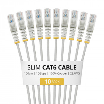 StarTech.com Slim Cat6 U/UTP -verkkokaapeli RJ45, 1 m, harmaa, 10 kpl:n pakkaus