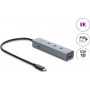 Delock 5 portin USB Type-C™ 10 Gbps -keskitin 8K-videolähdöllä ja PD 3.0 100 wattia (64379)