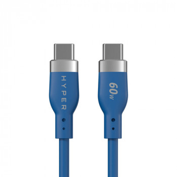 Targus HyperJuice Flex USB-C–USB-C-silikonilatauskaapeli, USB 2.0, 1,5 m, sininen