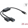 Delock 2 portin USB 5 Gbps Type-A -kaapelikeskitin USB Type-C™ -liitännällä 25 cm (64373)