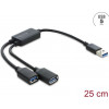 Delock 2 portin USB 5 Gbps Type-A -kaapelikeskitin USB Type-A -pistokkeella 25 cm (64374)