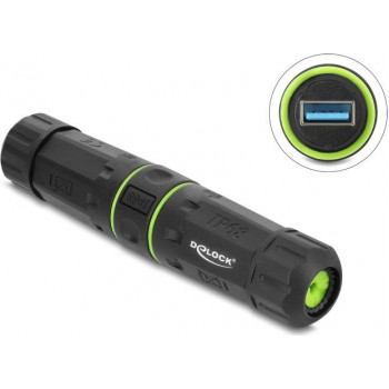Delock kaapeliliitin USB 5 Gbps Type-A -liitäntä USB 5 Gbps Type-A -liitäntään M20 x 1,5 mm kierteellä IP68 pölyn- ja vedenkestävä (91842)