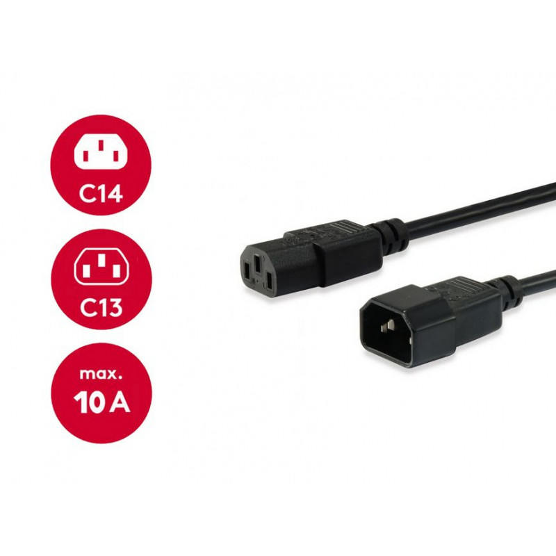 Equip virtakaapeli IEC C13 – IEC C14, 1,5 m, musta