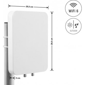 Delock WiFi 6 MIMO suunta-antenni, 2 x N-liitäntä, 12-17 dBi, ulkokäyttöön, seinä-/mastokiinnitys, valkoinen (60773)
