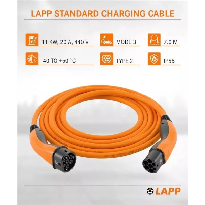 LAPP MOBILITY latauskaapeli Type 2, jopa 11 kW, 7 m, oranssi (61790)