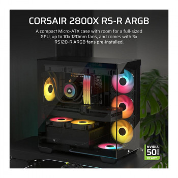 Corsair 2800X RS-R ARGB panoraamalasi Micro-ATX tietokonekotelo, musta
