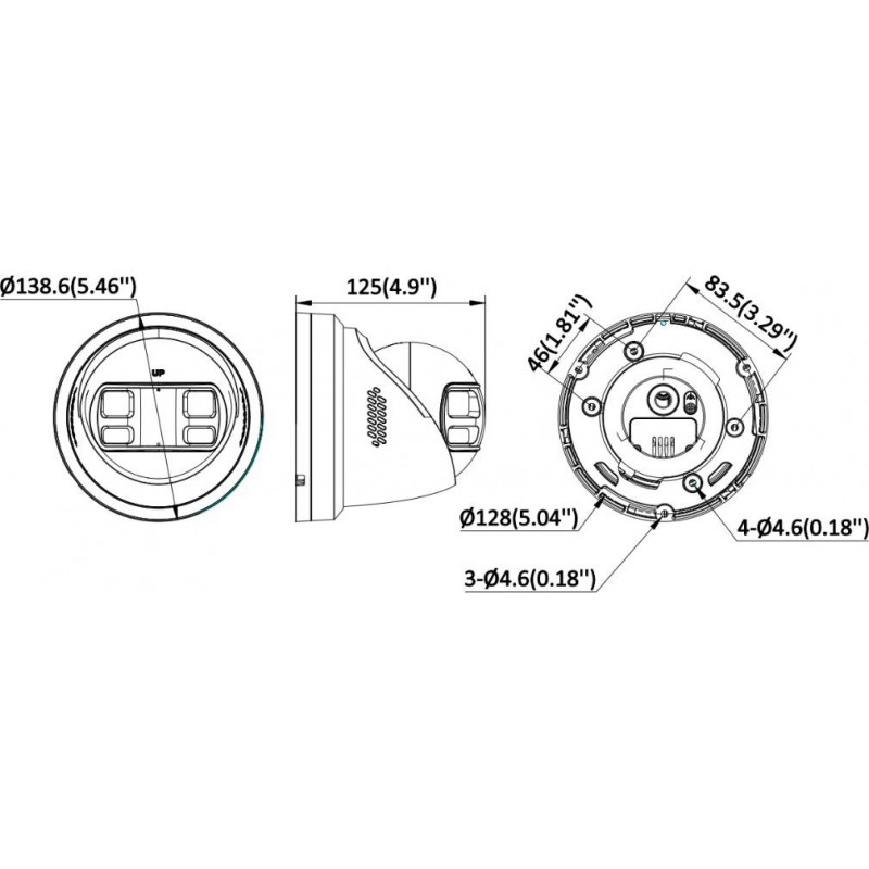 Hikvision DS-2CD2343G2P-LISU/SL 4MP 180° panoraama-dome-IP-kamera, musta