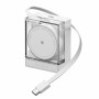 SHARGE sisäänvedettävä 65 GaN laturi, 65W, 2x USB-C, integroitu USB-C-kaapeli – valkoinen