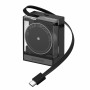 SHARGE sisäänvedettävä 65-GaN-laturi, 65 W, 2x USB-C, integroitu USB-C-kaapeli, musta