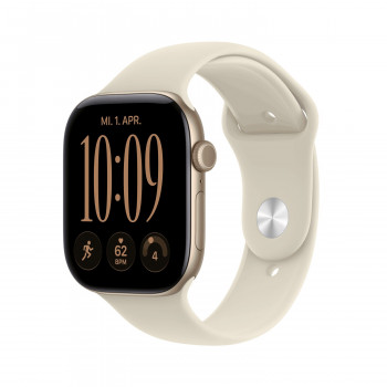 Apple Watch Series 12 GPS 46mm alumiinikuori vaaleankulta Sand Sport -ranneke - M/L