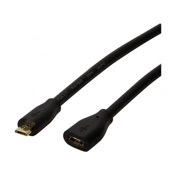 LogiLink CU0120 USB 2.0 jatkokaapeli, Micro-USB B uros Micro-USB B naaras, 0,5 m, musta