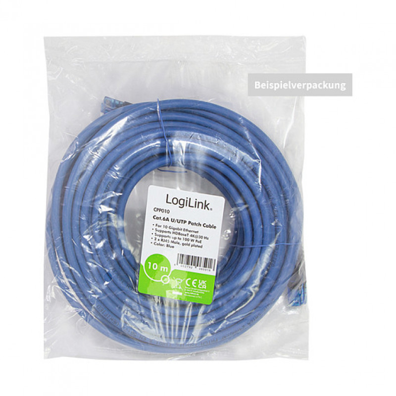 Logilink Cat6a U/UTP patchkaapeli RJ45, 1 m, sininen, LSZH