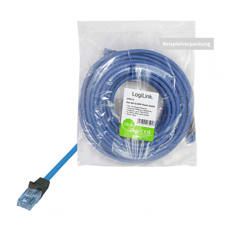 Logilink Cat6a U/UTP patchkaapeli RJ45, 1 m, sininen, LSZH