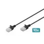 DIGITUS Slim Cat6 U/UTP patchkaapeli RJ45, 0,3 m, musta, LSZH, 10 kpl:n pakkaus