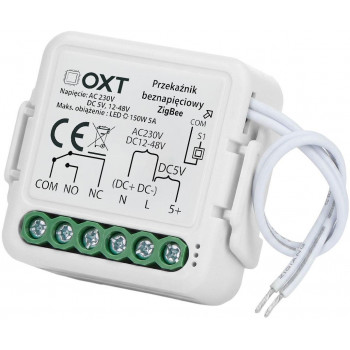 OXT T250DC Mini ZigBee Tuya relemoduuli, jännitteetön, AC 230 V / DC 5 V / 12-48 V