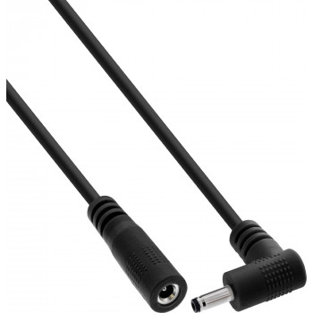 InLine® DC-jatkokaapeli, kulmaliitin, 3,5 x 1,35 mm, musta, 0,5 m