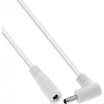 InLine® DC-jatkojohto, kulmaliitin, 3,5 x 1,35 mm, valkoinen, 0,5 m