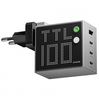 SHARGE Pixel 100 GaN laturi, 100W, 3x USB-C, 1x USB-A - harmaa