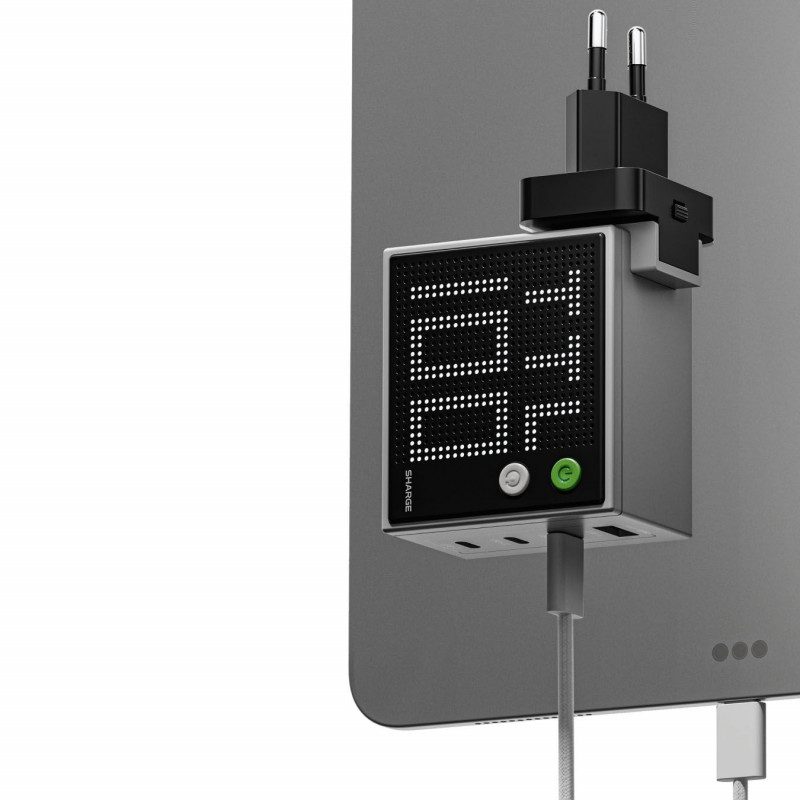 SHARGE Pixel 100 GaN laturi, 100W, 3x USB-C, 1x USB-A - harmaa