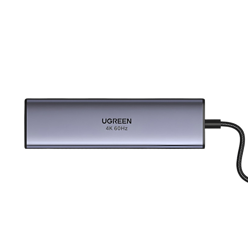 UGREEN 60515 7-in-1 USB-C-moniporttisovitin, 4K HDMI, gigabit Ethernet, 100 W PD, harmaa