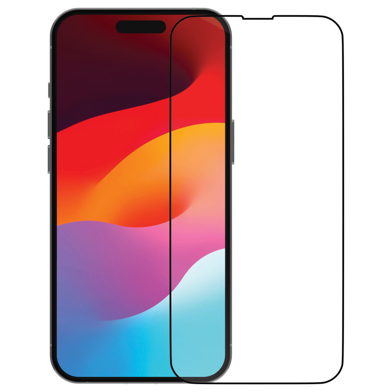dbramante1928 eco-shield näytönsuoja Apple iPhone 15 -puhelimelle, musta reuna