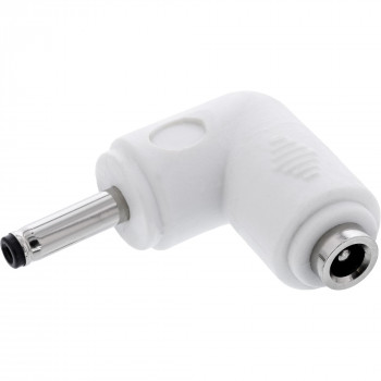 InLine® DC-sovitin, 3,5 x 1,35 mm, pistoke/rasia, kulma, valkoinen