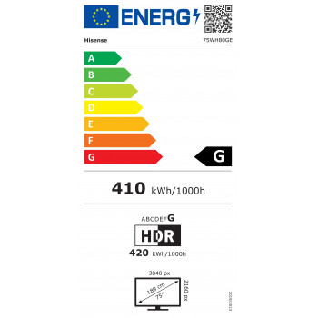 Hisense 75WH80GE 75 tuuman High-Brightness-näyttö näyteikkunaan, 4K UHD, 4000 cd/m², 24/7, Android