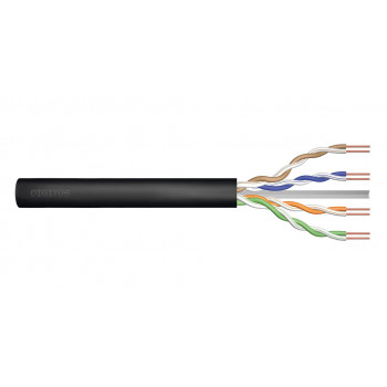 DIGITUS Cat6 U/UTP ulkoasennuskaapeli, geelitäytetty, PE, AWG 23/1, 305 m kela, musta