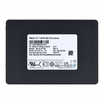 Samsung PM9A3 7,68TB 2,5 tuuman palvelin-SSD, OEM (MZQL27T6HBLA-00A07)