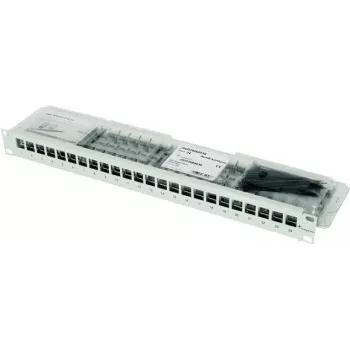 Telegärtner 100007010 19 tuuman moduulikehikko, varustettu, CAT 6a, 1 HE, harmaa