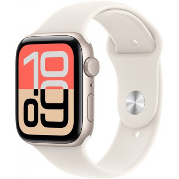 Apple Watch SE 3 (2025) GPS 40mm, Starlight-alumiinikuori, Starlight-urheiluranneke S/M (MEH34)