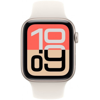 Apple Watch SE 3 (2025) GPS 40mm, Starlight-alumiinikuori, Starlight-urheiluranneke S/M (MEH34)
