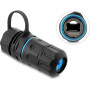 Delock kaapeliliitin RJ45 naaras - RJ45 naaras Cat.6A M20 x 1,5 mm kierteellä ja sulkukorkilla, kotelo IP68 pöly- ja vesitiivis (91840)