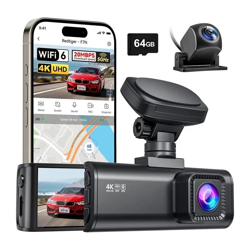 REDTIGER F7N (64G) WiFi 4K + 1080p autokamera