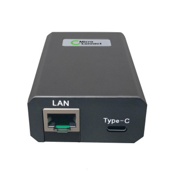 Microconnect POEINJ-60W-USBC Gigabit-PoE-injektori, IEEE 802.3af/802.3bt, 100 m, musta