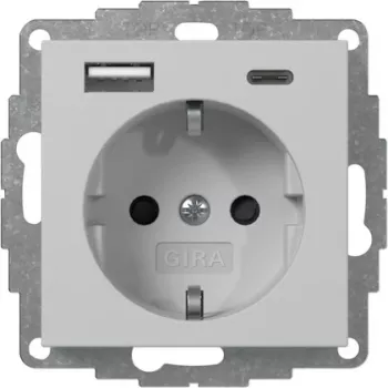 Gira pistorasia USB:lla, harmaa (2459015)