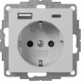 Gira pistorasia USB:lla, harmaa (2459015)