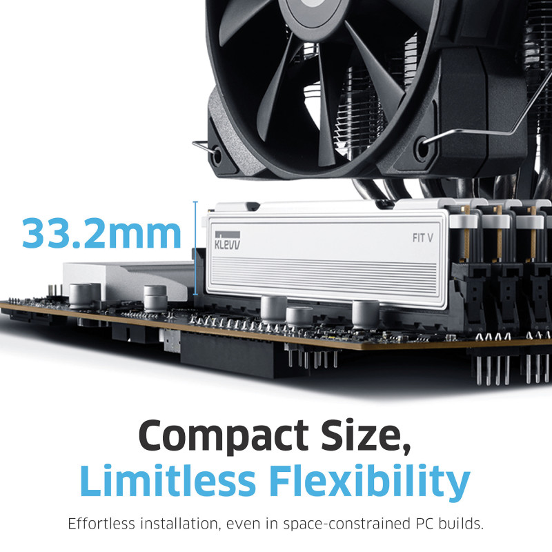 KLEVV Fit V 32GB (2x16GB) DIMM 6000MHz CL28 -muistisarja, musta (KD5AGU880-60B280F)